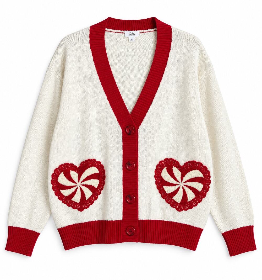 Oddi Peppermint Heart Cardigan – 1XL